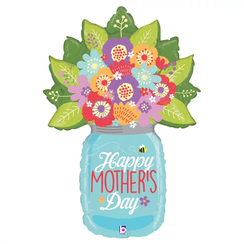 MegaShape - Happy Mother's day, virág vázában, fólia lufi