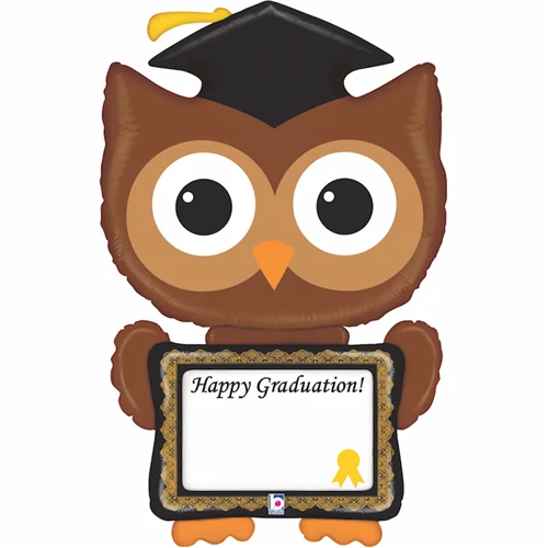 SuperShape - Happy Graduation! baglyos írható fólia lufi