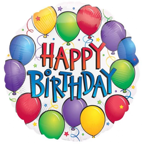 43 cm-es Balloon Fun - Happy Birthday lufis fólia lufi
