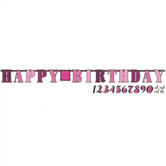 Perszonalizálható Happy Birthday felirat rózsaszín
