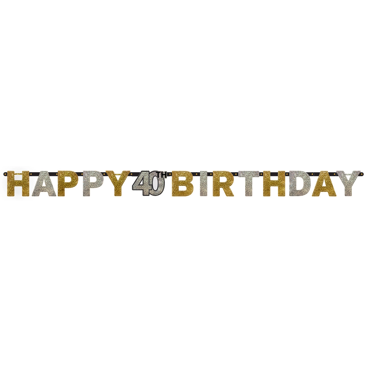 Sparkling Celebrations Silver Gold - Happy Birthday 40.arany-ezüst prizmás papír felirat