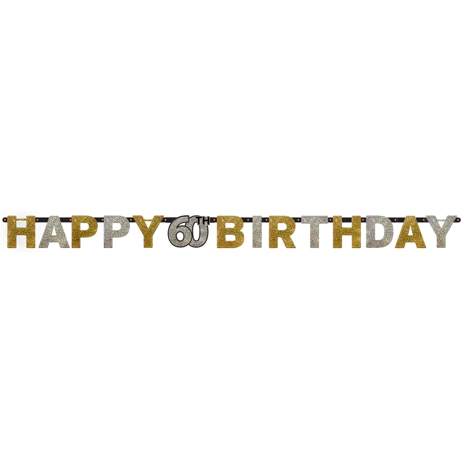 Sparkling Celebrations Silver Gold - Happy Birthday 60. arany-ezüst prizmás papír felirat
