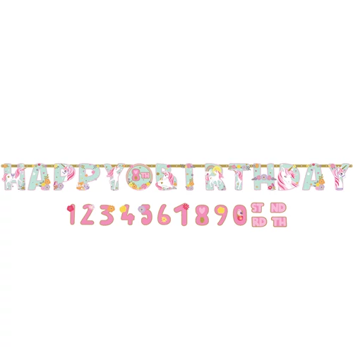 Unikornis Happy Birthday felirat