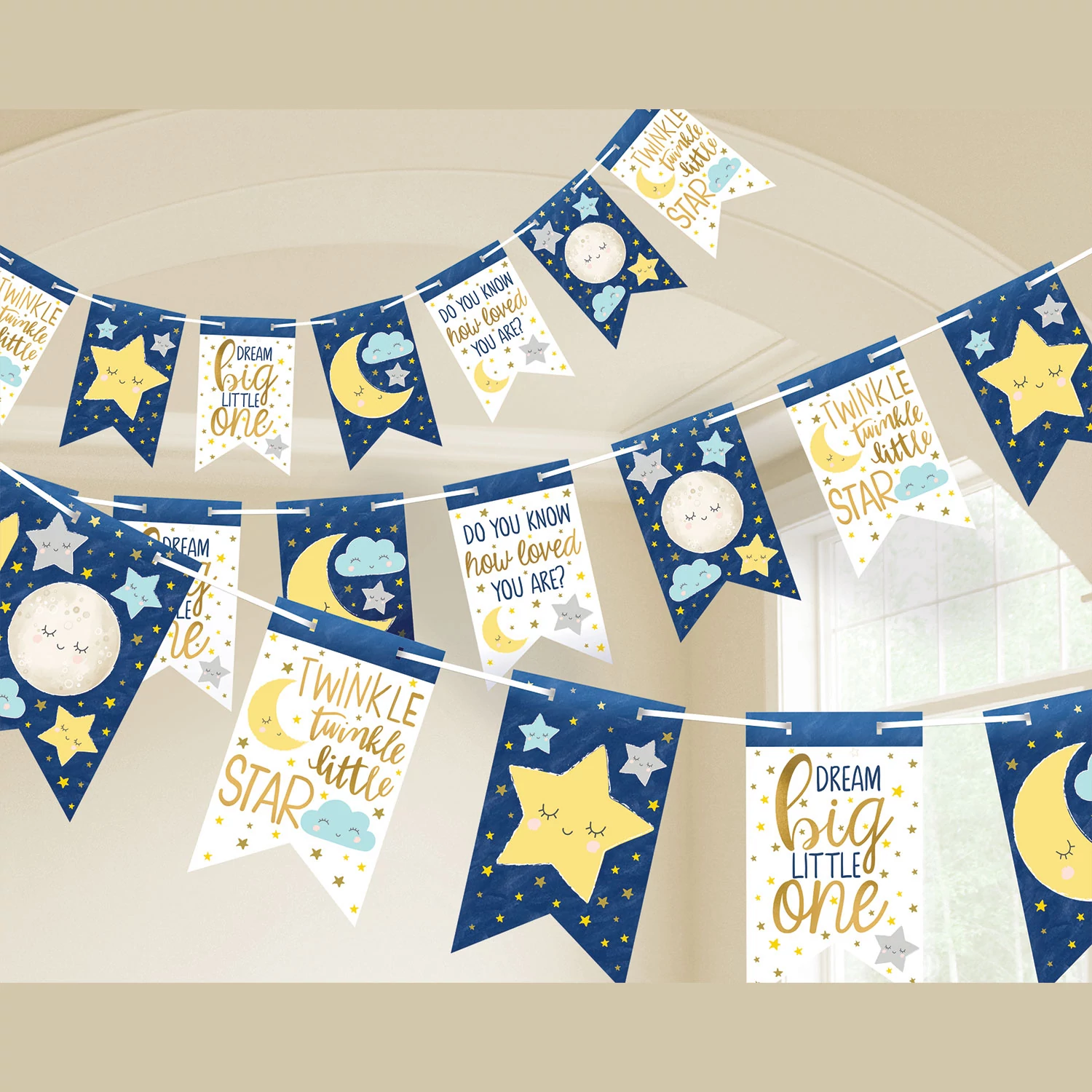 Twinkle Little Star babaváró party banner, 457 cm