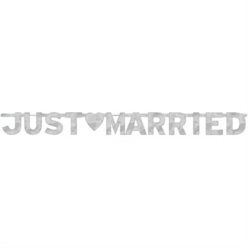 Ezüst színű Just Married felirat 160 cm