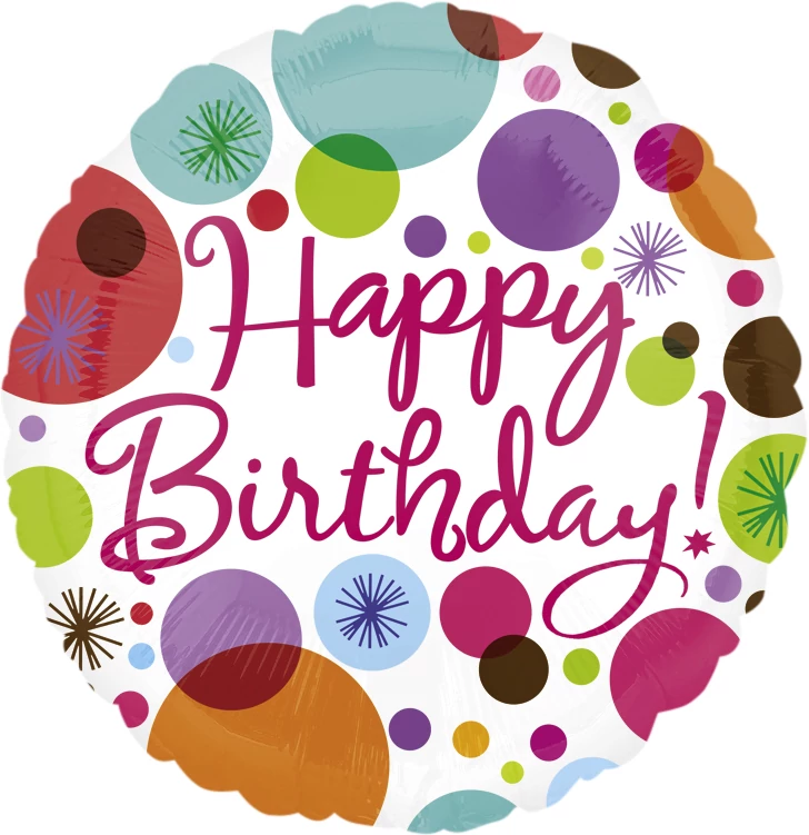 45 cm-es pöttyös Happy Birthday fólia lufi