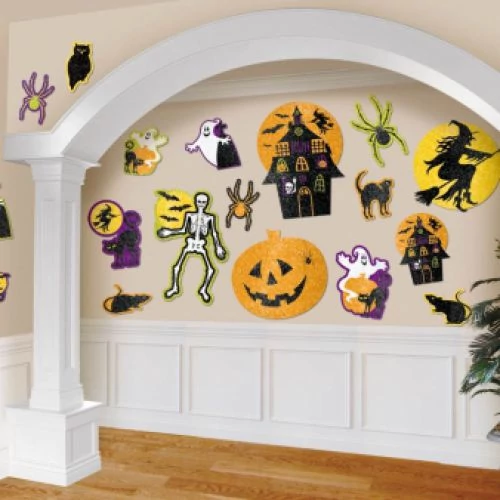 Halloween glitteres dekorációs szett 20 db/cs.