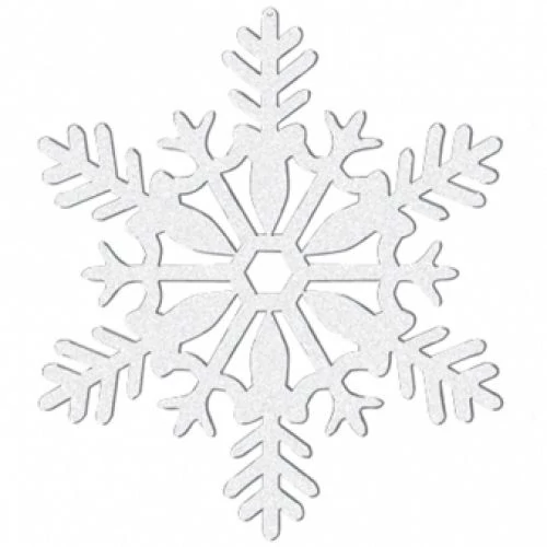 Fehér glitteres hópehely függő dekoráció 10,2 cm 4 db/cs