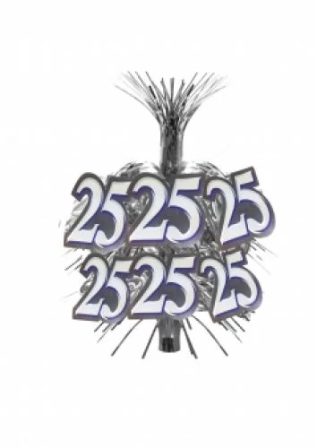 Ezüst színű asztaldísz 25. születésnapra 46 cm