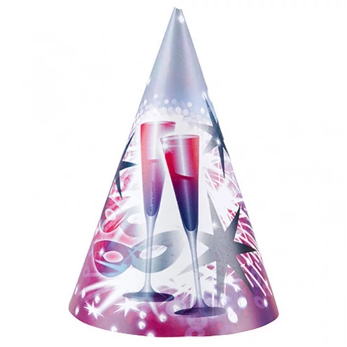 Pezsgőspoharas Happy New Year csákó - 6 db / csomag