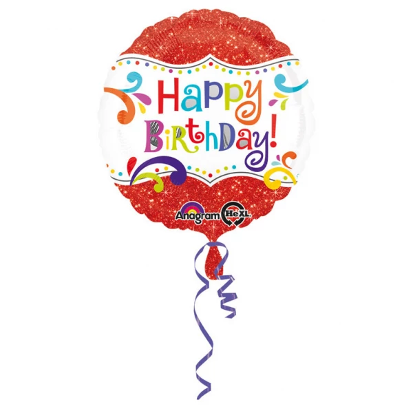 43 cm-es Happy Birthday virágos fólia lufi
