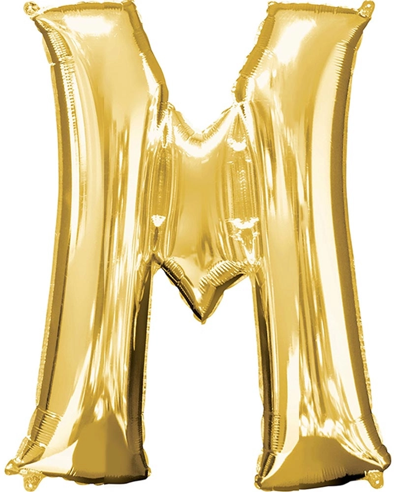 33 cm-es arany színű M betű fólia lufi