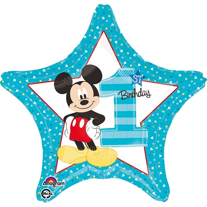 45 cm-es 1st Birthday Mickey fólia lufi