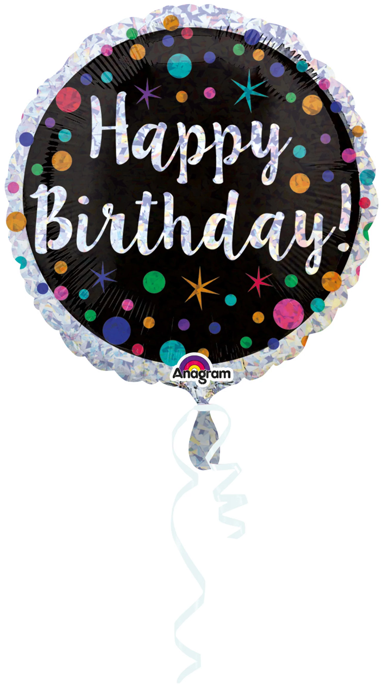 45 cm-es csillagos, pöttyös Happy Birtday fólia lufi