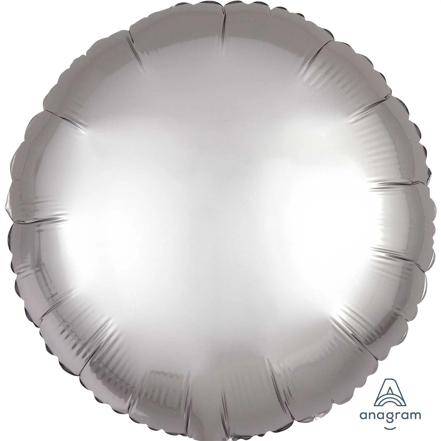 45 cm-es Satin Lux ezüst színű, kerek fólia lufi