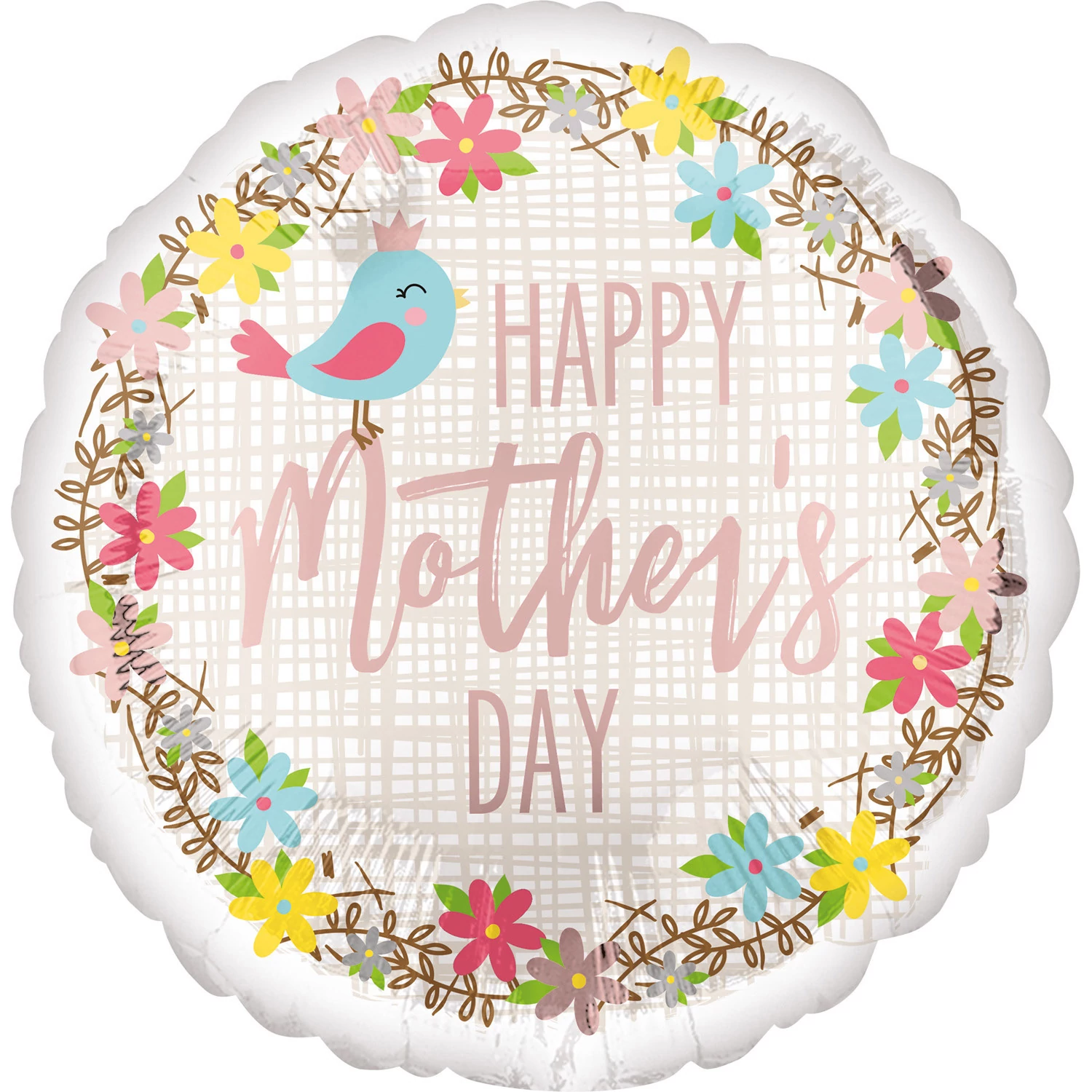 45 cm-es Happy Mother's Day feliratú madárkás fólia lufi