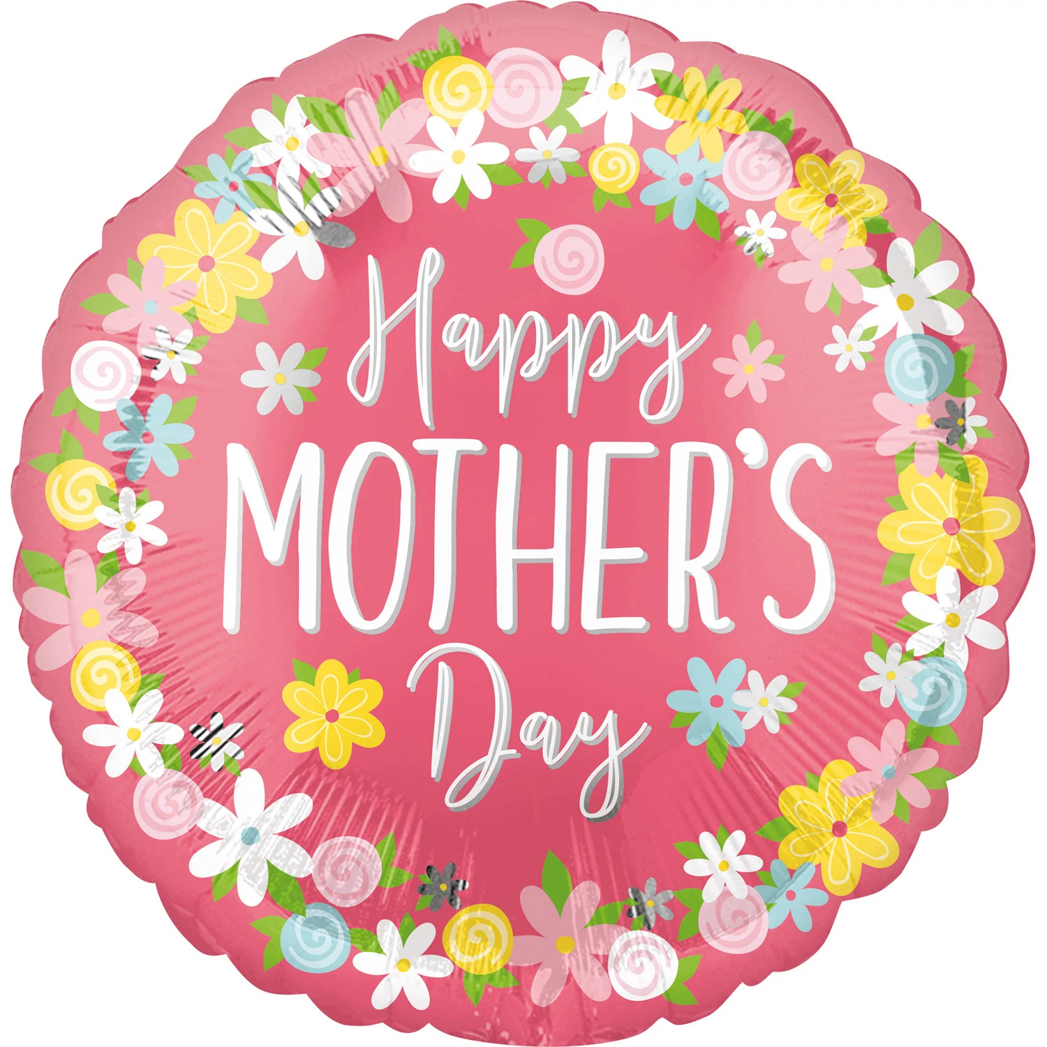 45 cm-es Happy Mother's Day feliratú virágos fólia lufi