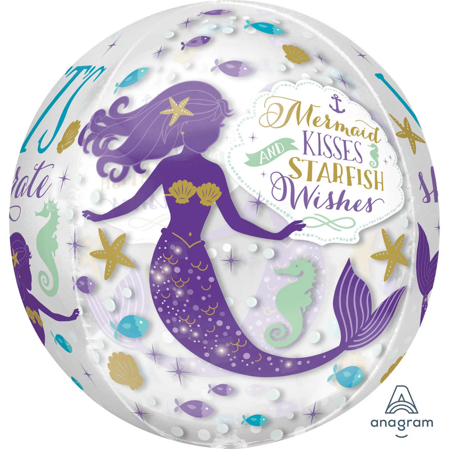 Orbz - Mermaid Wishes - hableány fólia lufi, 40 cm
