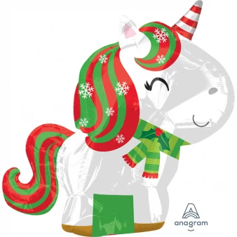 JuniorShape - 43 cm x 53 cm-es karácsonyi unikornis fólia lufi