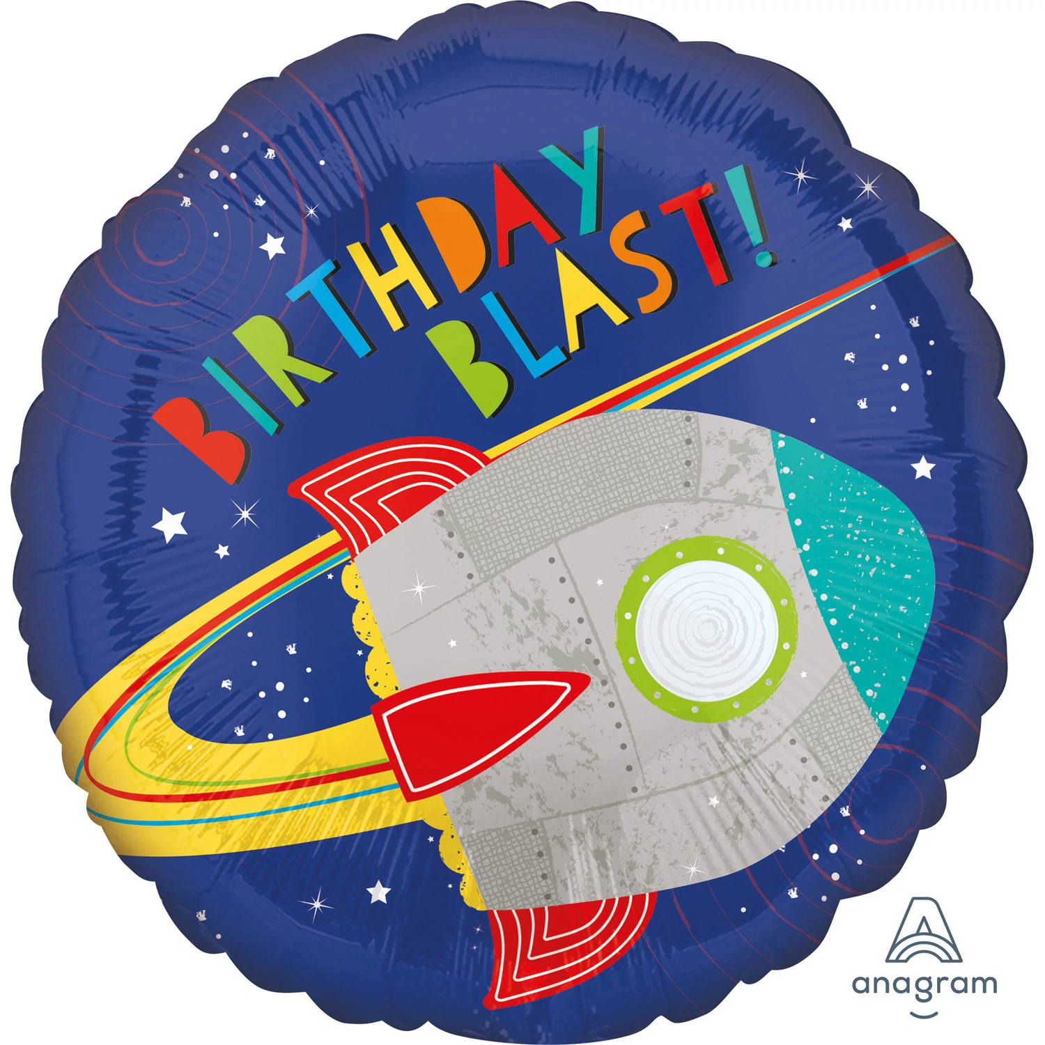45 cm-es Blast Off - Happy Birthday bolygós űrhajós fólia lufi