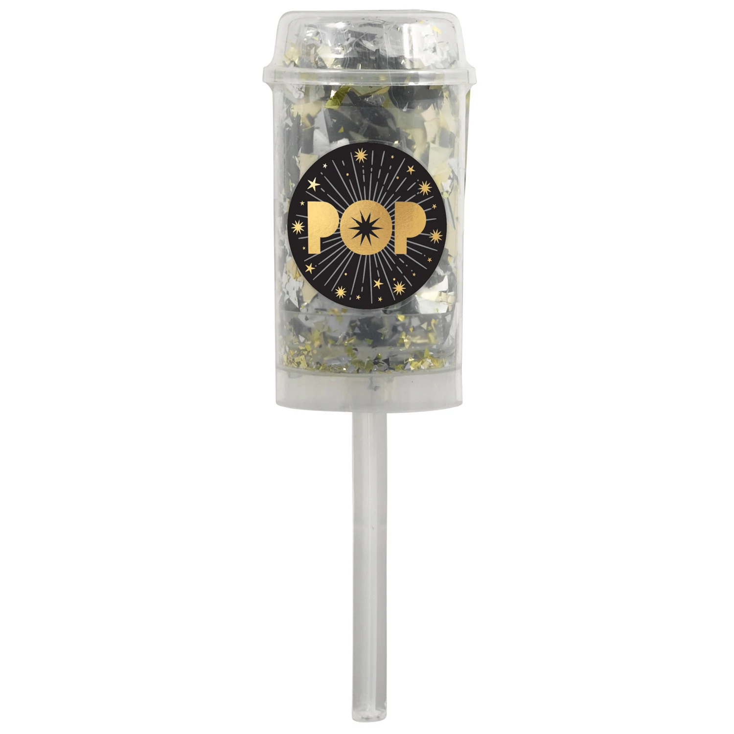 Átlátszó Push-Up konfettiágyú, 18 cm-es
