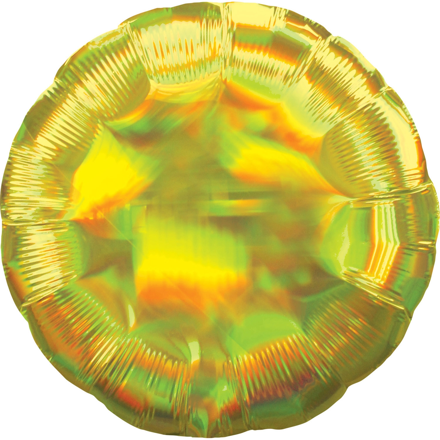 43 cm-es irizáló, hologrammos citromsárga, kerek alakú fólia lufi