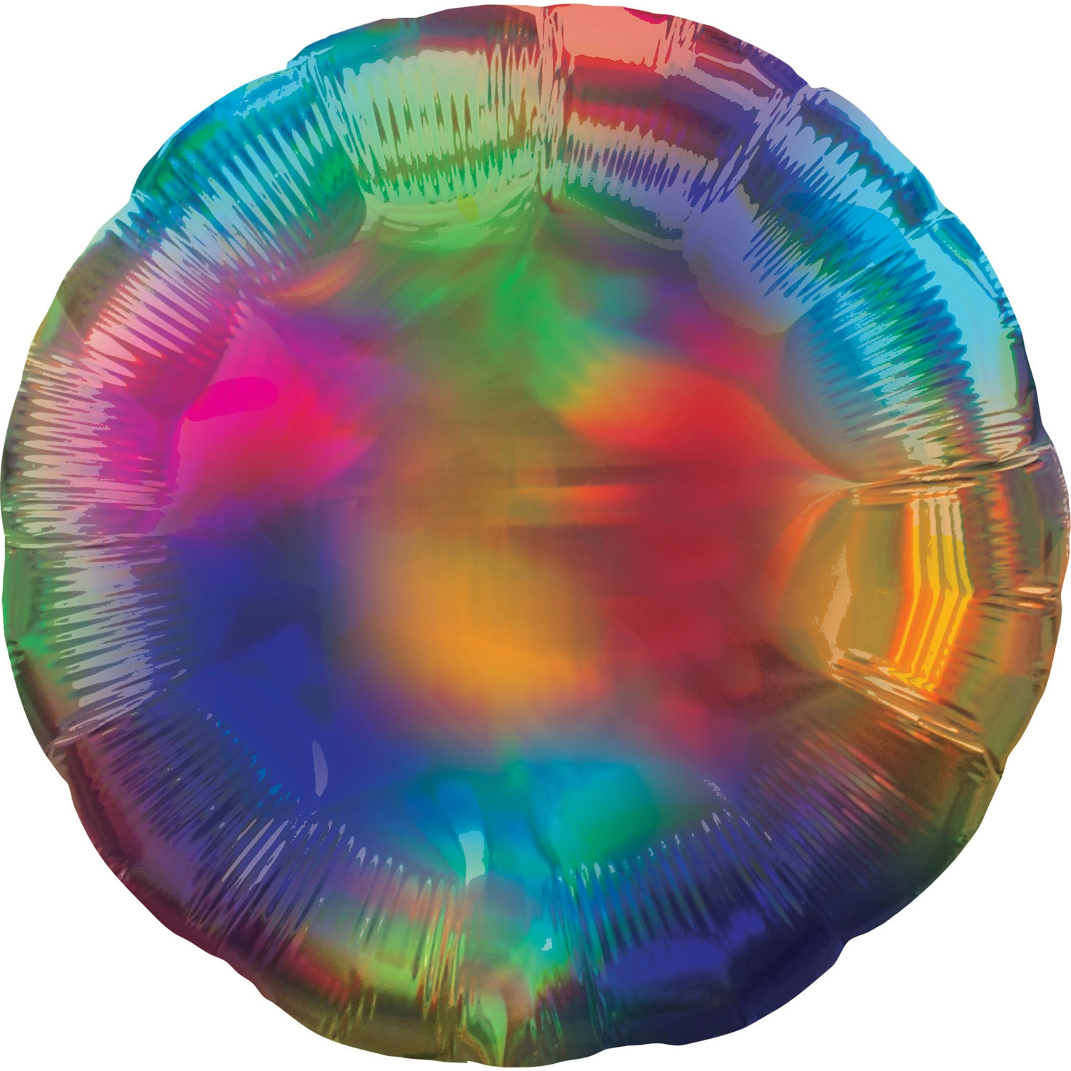 43 cm-es Irizáló, hologrammos szivárvány színű, kerek alakú fólia lufi