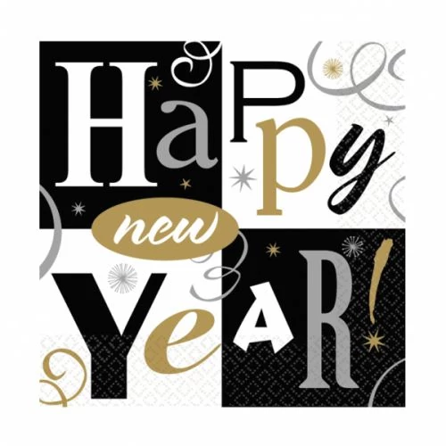 Happy New Year koktélszalvéta 25*25 cm, 16 db/cs.