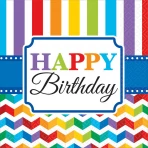 Happy Birthday csíkos szalvéta, 266 ml 8db/cs.
