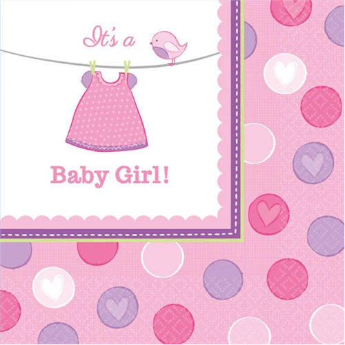 It's a girl rózsaszín szalvéta 33 x 33 cm 16 db/cs