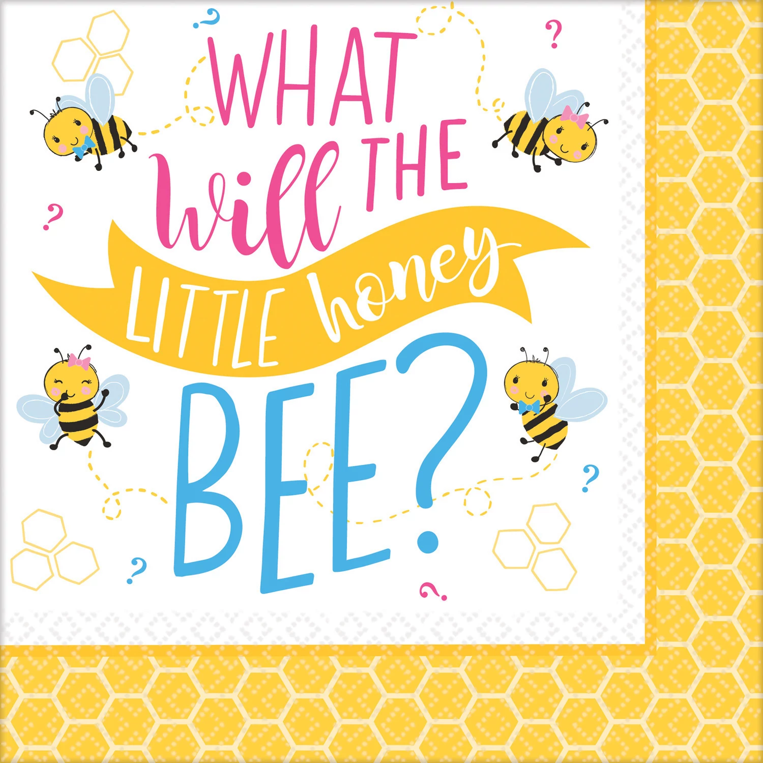 What Will It Bee? - Méhecskés babaváró party szalvéta 33x33cm-es, 16db/cs