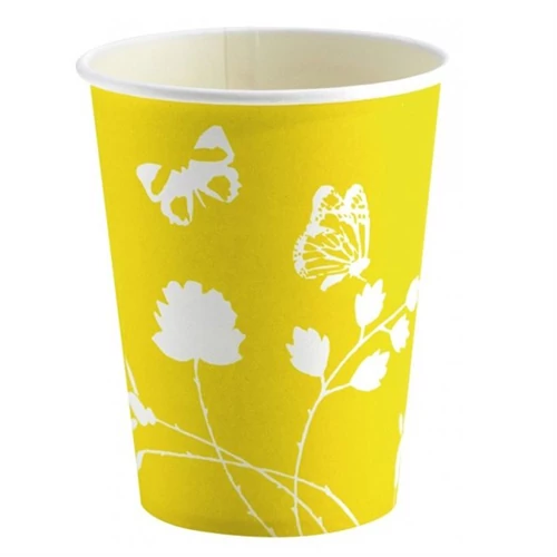 Pillangós sárga papírpohár - 250 ml, 8 db / csomag
