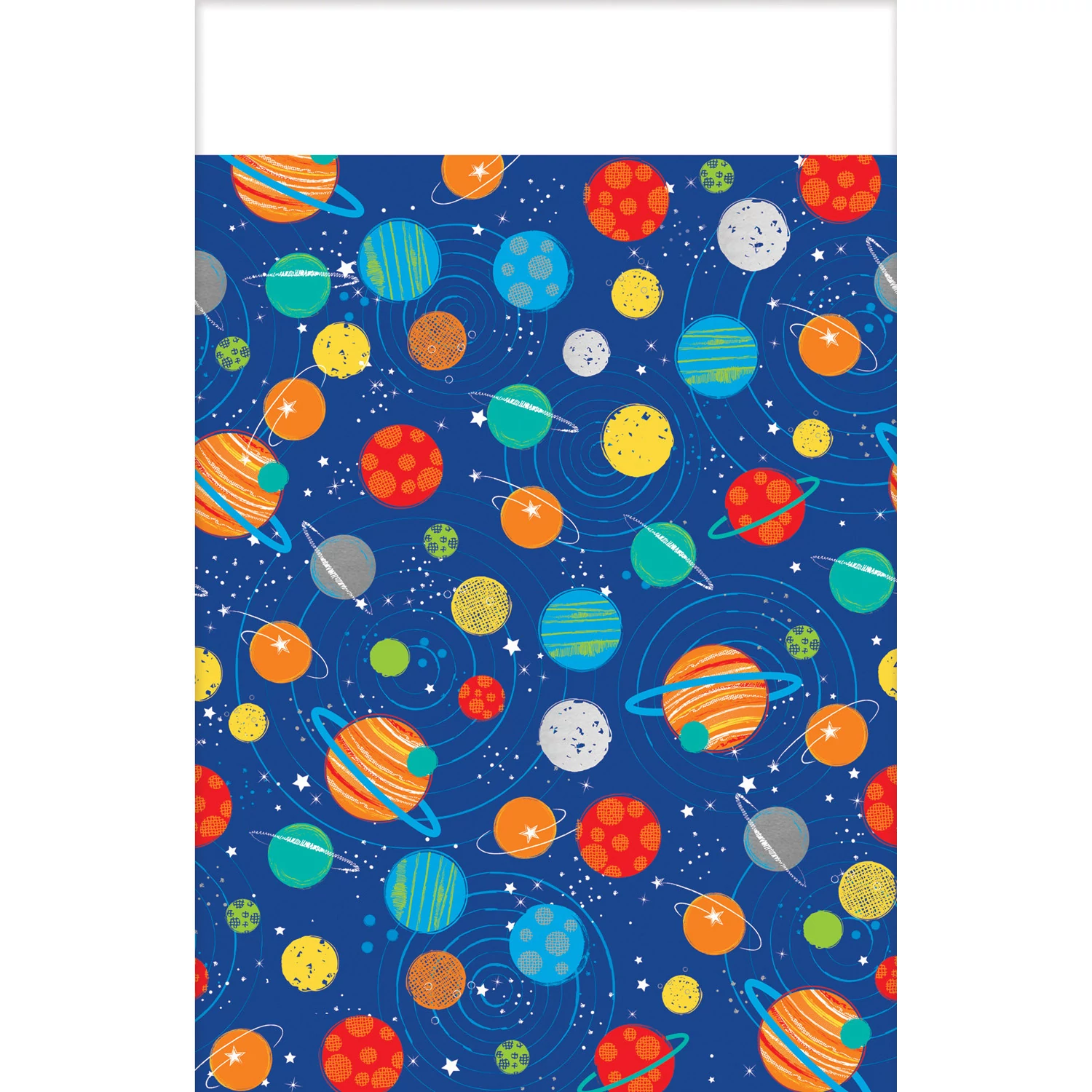 Blast Off - Happy Birthday bolygós műanyag asztalterítő 137x269cm