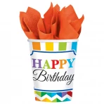 Happy Birthday csíkos pohár, 266 ml 8db/cs.
