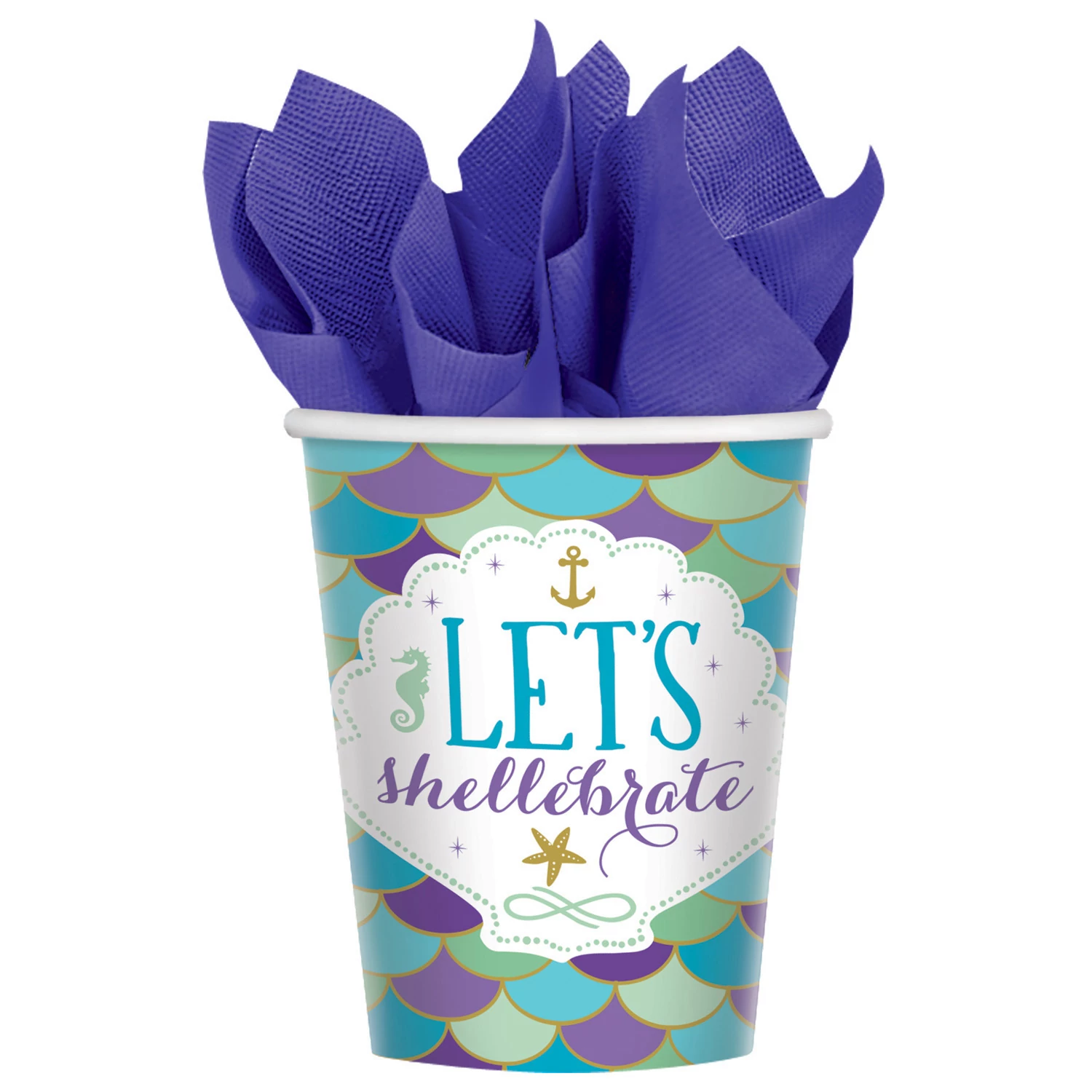 Mermaid Wishes - Let's Shellebrate hableány papír pohár 266 ml-es 8db/cs