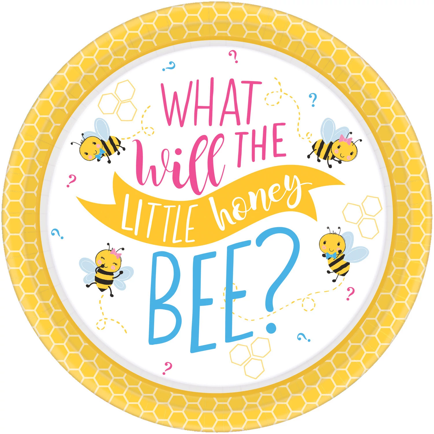 What Will It Bee? - Méhecskés babaváró party papírtányér 27cm-es, 8db/cs