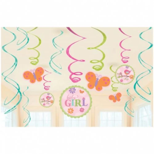 Baby Girl függő dekoráció babaszületésre 12 db/cs.
