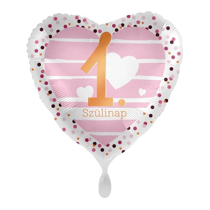 45 cm-es 1. születésnapos rózsaszín fólia lufi