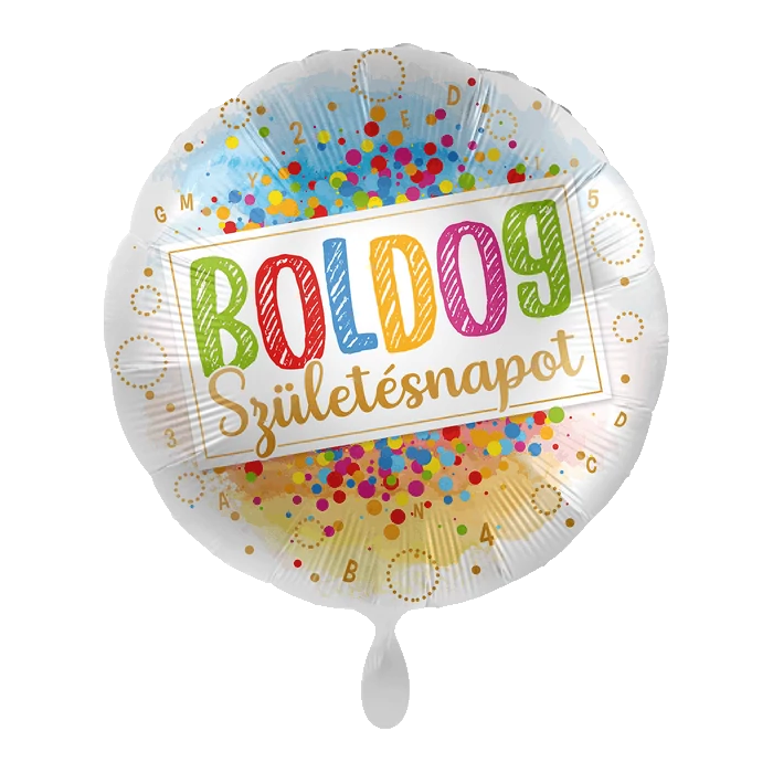 45 cm-es Boldog Születésnapot konfettis fólia lufi