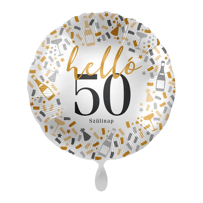 45 cm-es 50. születésnapos elegáns fólia lufi