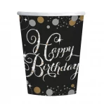 Happy Birthday arany -ezüst prizmás pohár, 266 ml 8db/cs