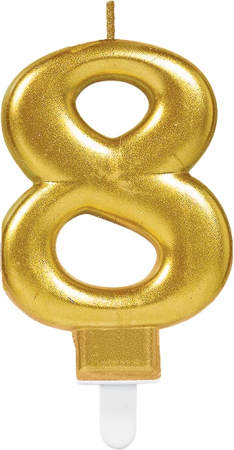 Szám gyertya arany 8-as - 9,3 cm