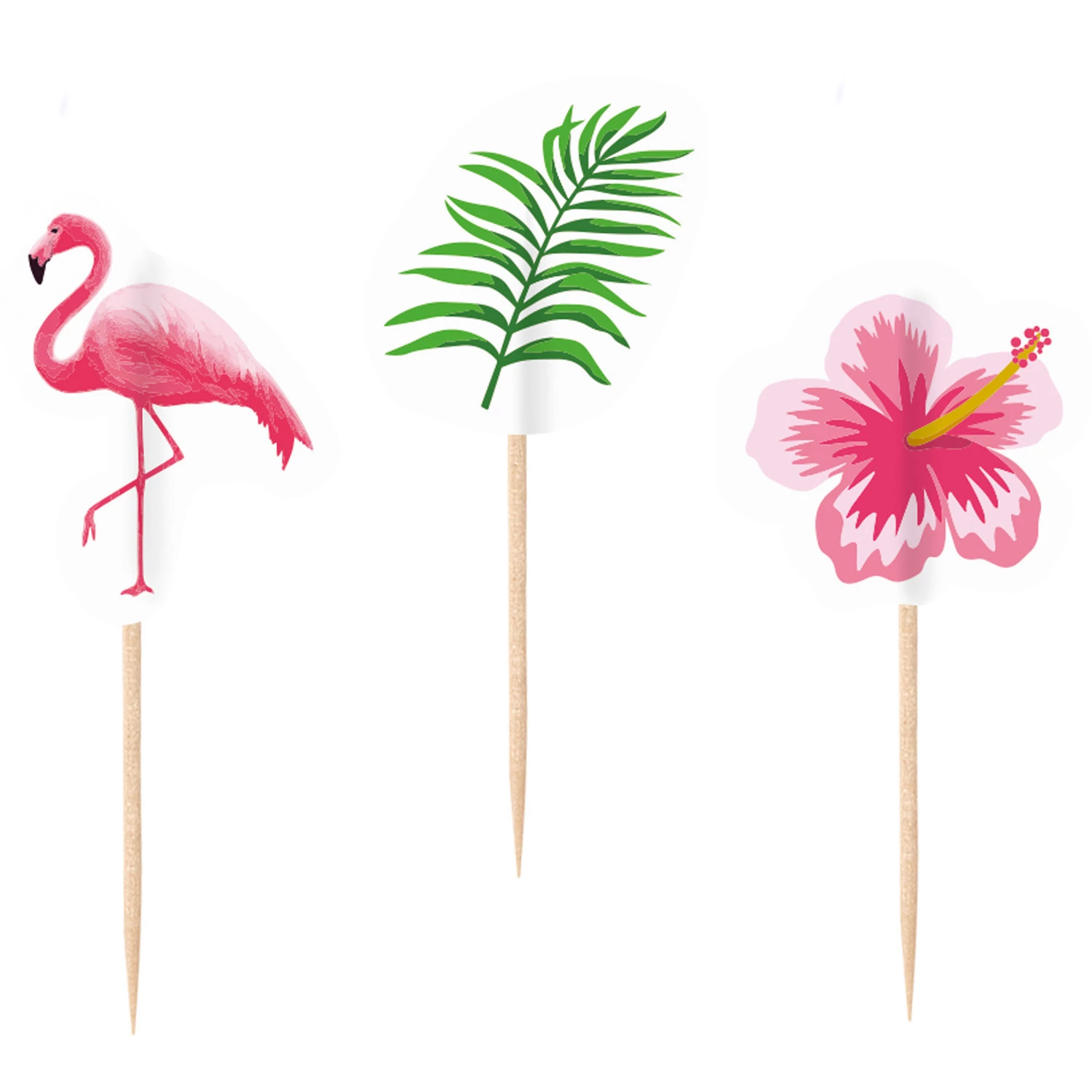 Flamingo Paradise koktélpálcikák fából - 7,5 cm, 20 db / csomag