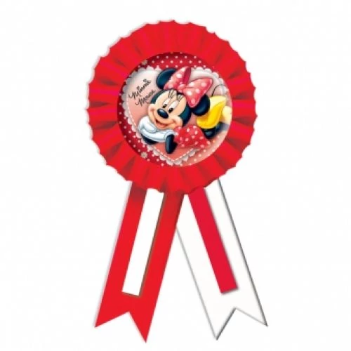 Piros szalagos Minnie Mouse kitűző