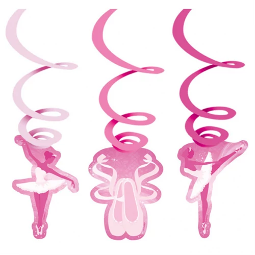 Balett táncos pink függő dekoráció 6 db/cs.