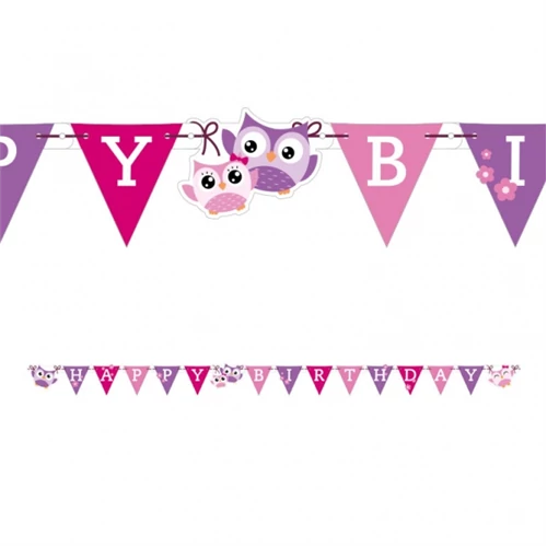 Baglyos Happy Birthday felirat
