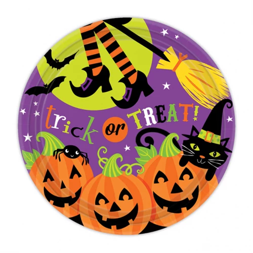 Trick or Treat papír tányér, 23 cm - 6 db