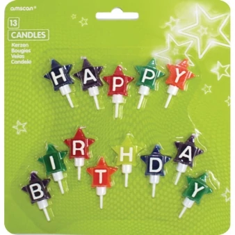 Happy Birthday gyertya tartóval, 13 db/cs.