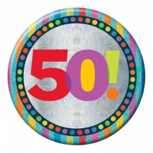 Hologramos Happy Birthday kitűző 50. születésnapra 150mm