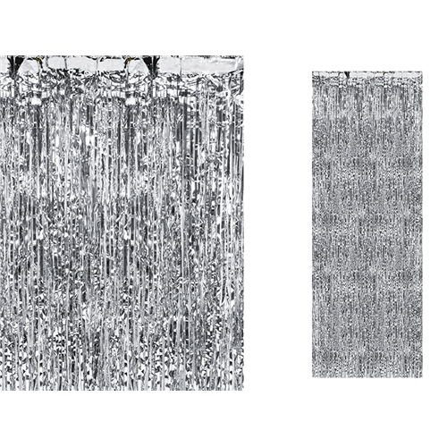 Ezüst színű fólia függöny 2,5 m x 90 cm